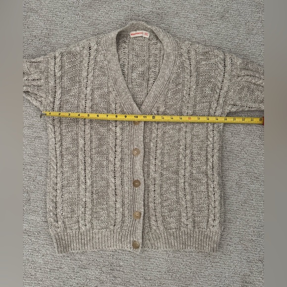 $550 & Daughter  Cable Knit Chunky Button Down Designer Tan Cardigan Sweater XS - Picture 8 of 8